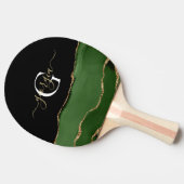 Gouden Glitter en Groene Agaat Monogram Tafeltennisbatje (Zijkant)