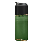 Gouden Glitter en Groene Agaat Monogram Thermosbeker (Geroteerd rechts)