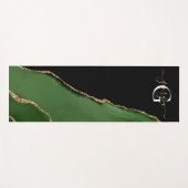 Gouden Glitter en Groene Agaat Monogram Yogamat (Voorkant (horizontaal))