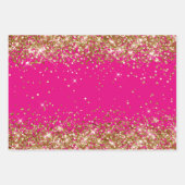Gouden Glitter en Hot Pink Inpakpapier Vel (Voorkant)