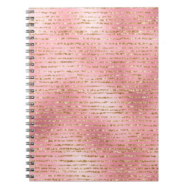 Gouden glitter en lichtroze folie glamour strepen notitieboek