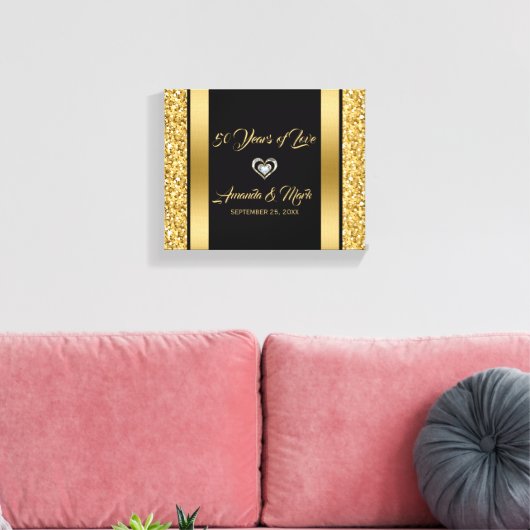 Gouden glitter en Lijst Canvas Afdruk (Insitu (Woonkamer))