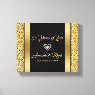 Gouden glitter en Lijst Canvas Afdruk