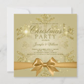 Gouden glitter en lint | Kerstfeest Kaart (Voorkant)