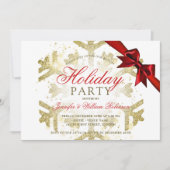 Gouden glitter en lint | Kerstfeest Kaart (Voorkant)