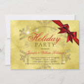 Gouden glitter en lint | Kerstvakantie rood Kaart (Voorkant)