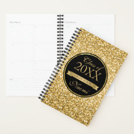 Gouden glitter en lint met diamanten planner