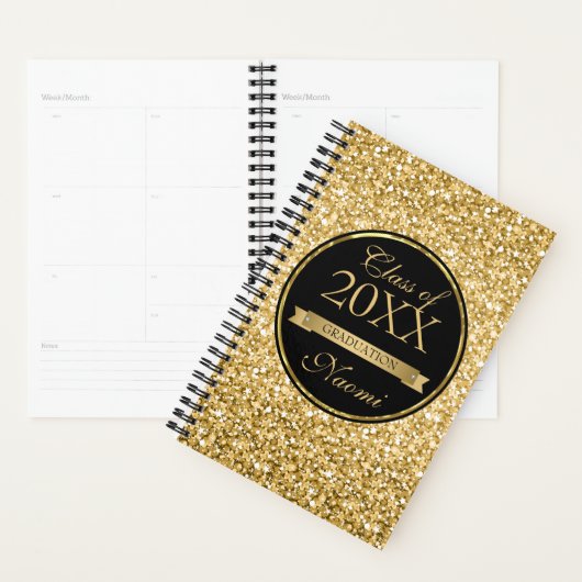 Gouden glitter en lint met diamanten planner (Display)