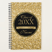 Gouden glitter en lint met diamanten planner (Voorkant)