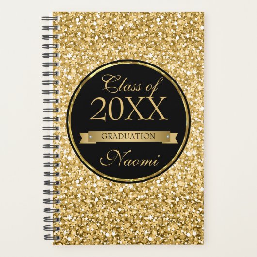 Gouden glitter en lint met diamanten planner (Voorkant)