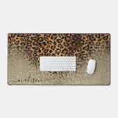 Gouden Glitter en Luipaard Patroon - Personalisere Bureaumat (Keyboard & Muis)