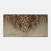 Gouden Glitter en Luipaard Patroon - Personalisere Bureaumat (Voorkant)