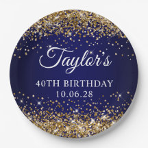 Gouden Glitter en Navy Blue 40e verjaardag