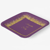 Gouden glitter en paarse 40e verjaardag Papieren B Papieren Bordje (Gebogen)