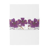 Gouden Glitter en Paarse Bloemen Bruiloft Uitnodigingen Wikkel (Achterkant Voorbeeld)