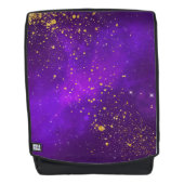 Gouden Glitter en Paarse Galaxy Back Pack Rugtassen (Voorkant)