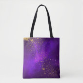 Gouden Glitter en Paarse Galaxy Canvas tas (Voorkant)