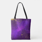 Gouden Glitter en Paarse Galaxy Canvas tas (Achterkant)