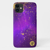 Gouden Glitter en Paarse Galaxy Phone Case (Achterkant)