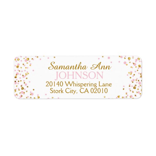 Gouden Glitter en Pink Dot Sprinkles Etiket (Voorkant)