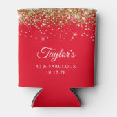 Gouden Glitter en Rood 40 & Fabulous Blikjeskoeler (Voorkant)