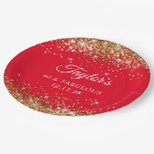 Gouden Glitter en Rood 40 & Fabulous Papieren Bordje (Gekanteld)
