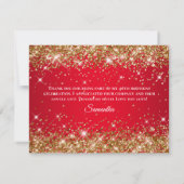 Gouden Glitter en Rood 40ste verjaardag Bedankkaart (Achterkant)