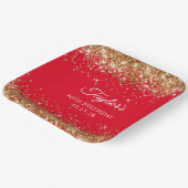 Gouden Glitter en Rood 40ste verjaardag Papieren Bordje (Gebogen)