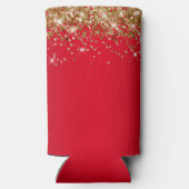 Gouden Glitter en Rood 40ste verjaardag Seltzer Blikjeskoeler (Achterkant)