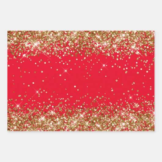 Gouden Glitter en Rood Inpakpapier Vel (Voorkant 3)