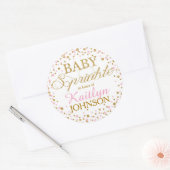Gouden Glitter en Roze Sprinkle Baby shower Label (Envelop)