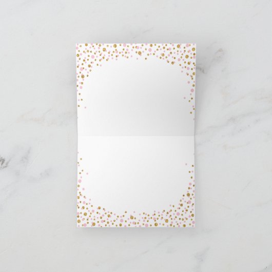 Gouden Glitter en Roze Sprinkles Bedankt Card (Binnen)