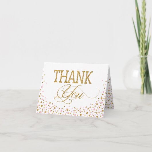 Gouden Glitter en Roze Sprinkles Bedankt Card (Voorkant)
