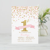 Gouden Glitter en Roze Sprinkles Modern Birthday Kaart (Staand voorkant)