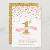 Gouden Glitter en Roze Sprinkles Modern Birthday Kaart (Voorkant / Achterkant)