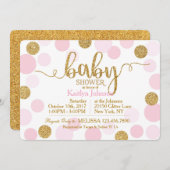 Gouden Glitter en Roze Verspreide Stippen Baby sho Kaart (Voorkant / Achterkant)