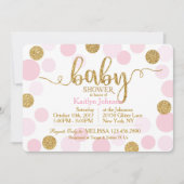 Gouden Glitter en Roze Verspreide Stippen Baby sho Kaart (Voorkant)