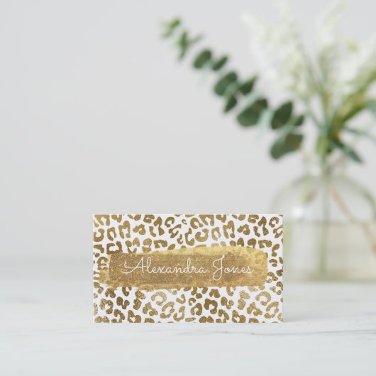 Gouden Glitter en Sparkle Animal Print Visitekaartje (Staand voorkant)