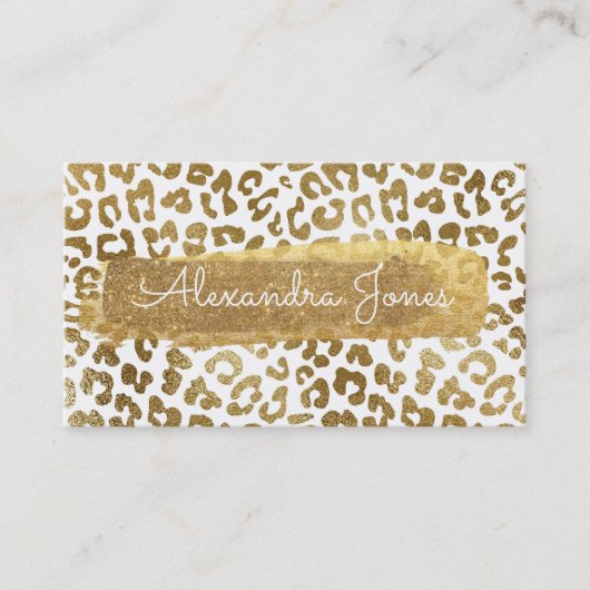 Gouden Glitter en Sparkle Animal Print Visitekaartje (Voorkant)
