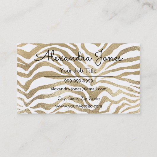 Gouden Glitter en Sparkle Animal Print Visitekaartje (Achterkant)