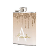 Gouden Glitter en Sparkle Luxe Monogram Heupfles (Links)