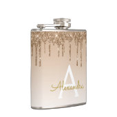 Gouden Glitter en Sparkle Luxe Monogram Heupfles (Rechts)