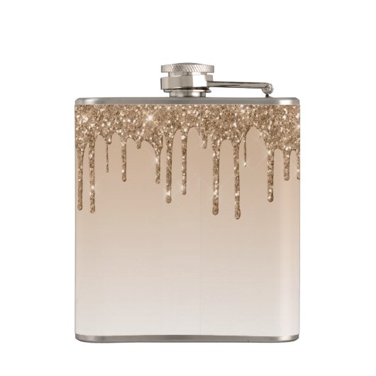 Gouden Glitter en Sparkle Luxe Monogram Heupfles (Achterkant)