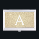Gouden Glitter en Sparkle Monogram Visitekaarthouder<br><div class="desc">Gold Faux Glitter en Sparkle Elegant Monogram visitekaarthouder. Deze visitekaarthouder kan worden aangepast om uw initiaal en voornaam op te nemen.</div>