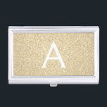 Gouden Glitter en Sparkle Monogram Visitekaarthouder<br><div class="desc">Gold Faux Glitter en Sparkle Elegant Monogram visitekaarthouder. Deze visitekaarthouder kan worden aangepast om uw initiaal en voornaam op te nemen.</div>