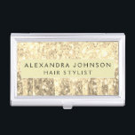 Gouden Glitter en Sparkle Monogram Visitekaarthouder<br><div class="desc">Gold Faux Dripping Glitter en Sparkle Elegant Girly visitekaarthouder. Deze visitekaarthouder kan worden aangepast om uw voor- en achternaam op te nemen.</div>