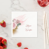 Gouden Glitter en stoffig Roos Bloemenbruiloft Servet (Insitu)