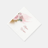 Gouden Glitter en stoffig Roos Bloemenbruiloft Servet (Hoek)