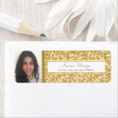 Gouden glitter en streep-Afstuderen foto Etiket (Insitu)