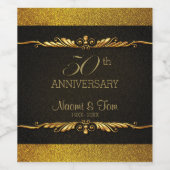 Gouden glitter en verdeler wijn etiket (Enkel label)